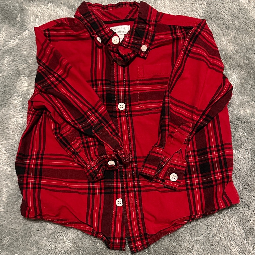 Gymboree Red and Black Plaid Button Down Shirt